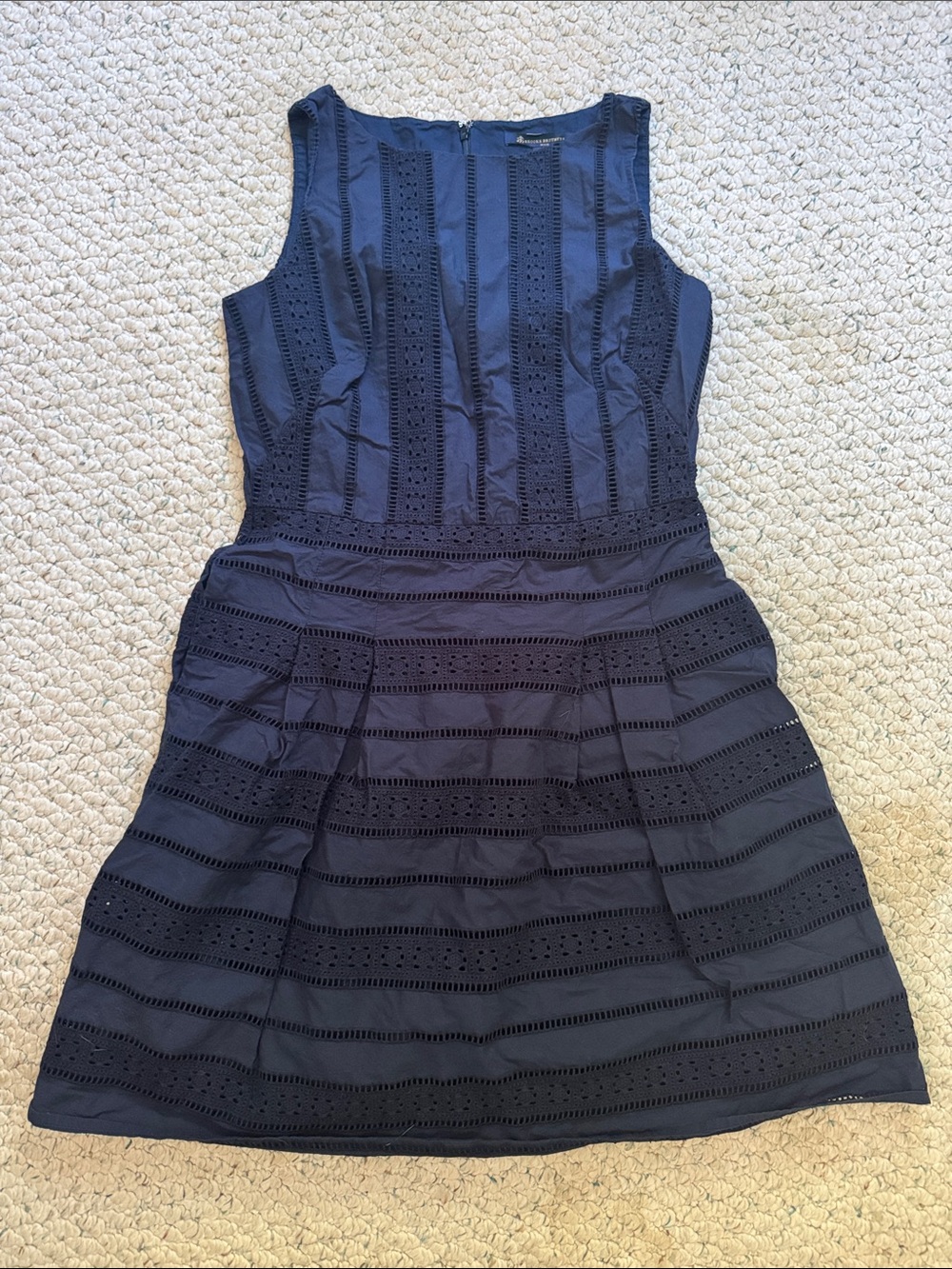 Brooks Brothers Navy Eyelet Sleeveless Fit-and-Flare Dress